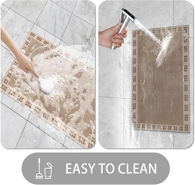 Ultra Thin Door Mat Indoor Entrance, 1/10 in Thin Door Mats for Inside Entry, Non-Slip Rubber Backing Washable Doormat, Fade Resistant, Absorbent, Low Profile Dirt Trapper, 35"X24"