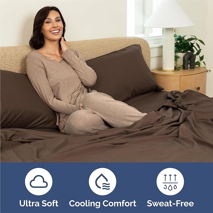 Twin XL 4 Piece Sheet Set - Cooling & Breathable Bed Sheets - Hotel Luxury Bed Sheets for Women, Men, Kids & Teens - Bedding with Deep Pockets & Easy Fit - Soft and Wrinkle Free - Twin XL Brown Sheets