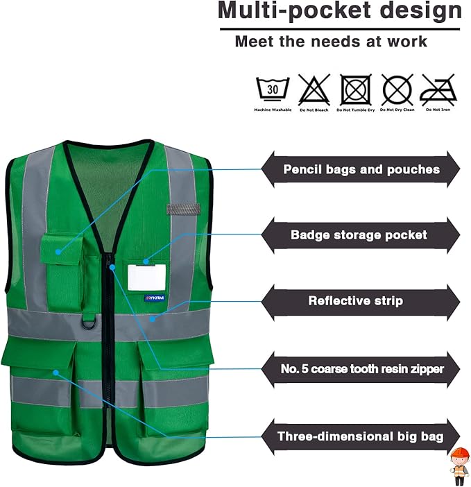 A-SAFETY 6XL 7XL 8XL plus size green safety vest big and tall
