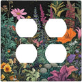 Decorative Switch Plate Covers Colorful Floral Dark Sky Wildflower Plants 2 Gang Outlet Covers Double Duplex Light Switch Cover Plate Gfci Wall Plate for Bathroom Decor