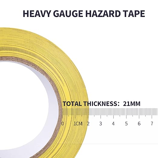 TAPEBEAR Hazard Caution Tape, 2inch x 150 Feet(50yds) Self Adhesive Warning Tape for Steps, High Visibility Yellow Black Tape for Halloween Outdoor Construction Warning, Danger Zone