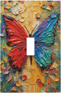 Decorative Light Switch Cover Colorful Butterfly Animal Insects Wall Art Abstract 1 Gang Single Toggle Device Electrical Faceplate Switchplates Decorator Outlet Wall Plate for Bedroom Home