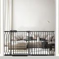 62-67 Inch Extra Wide Baby Gate, Walk Through Metal Safety Gate for Large Doorways & Hallways, Black Heavy-Duty with Extension Kit