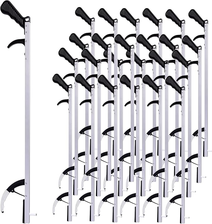 Extra Long Easy Grip Reacher Grabber Tool for Reaching 32 inch Light Weight Picker Upper Stick with Pull Trigger Handgrip, Hook and Magnetic Tip for Post Surgery, Seniors, Cleaning Trash (24)