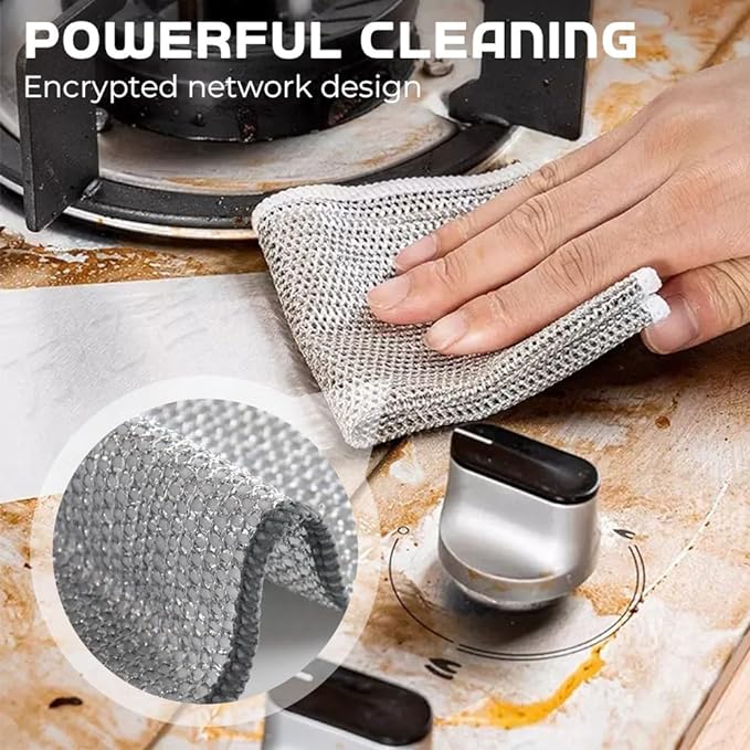 2024 New Multipurpose Wire Dishwashing Rags, Premium Metal Wire Dishwashing Cloth Scrubs Cleans, Scrubbing Wire Dishwashing Rags Non-Scratch Wire Dishcloth for Dishes, Sinks (10)