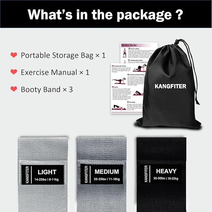 Non-Slip Fabric Resistance Bands for Working Out, Loop Exercise Bands for Booty Leg, Butt, Glute, Stretch Workout Bands for Women & Men, Hip Elastic Bands for Home Gym Fitness, Yoga, Pilates