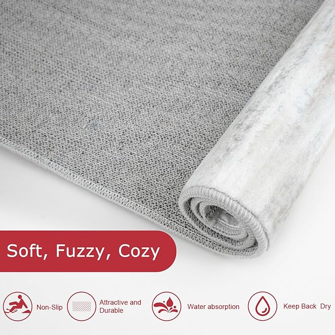 KOZYFLY Modern Abstract Hallway Runner Rug, 2x8 Kitchen Rugs Non-Slip Washable Soft Striped Kitchen Runner Rugs, Print Beige Carpet Runner for Entryway Bathroom Laundry Room Foyer