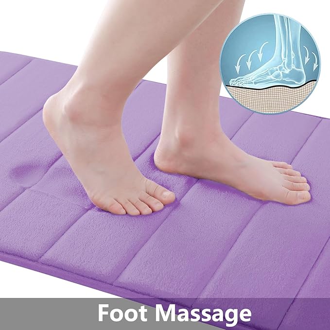 Buganda Memory Foam Bath Mat, 60" x 24", Ultra Soft and Non-Slip Bathroom Rugs, Water Absorbent and Machine Washable Bath Rug Runner for Bathroom, Shower, and Tub, Lavender