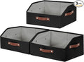 Closet Organizers and Storage, Linen Trapezoid Storage Bins with Handles, Collapsible Shelf Organizer for Blanket, Towel, Clothes, Hats, Purse (Black)