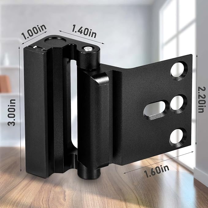 3Pack Home Security Door Reinforcement Lock, Childproof Safety Door Lock Latch Inside Stopper, Add High Security to Prevent Home Unauthorized Entry, Aluminum Construction Finish Black