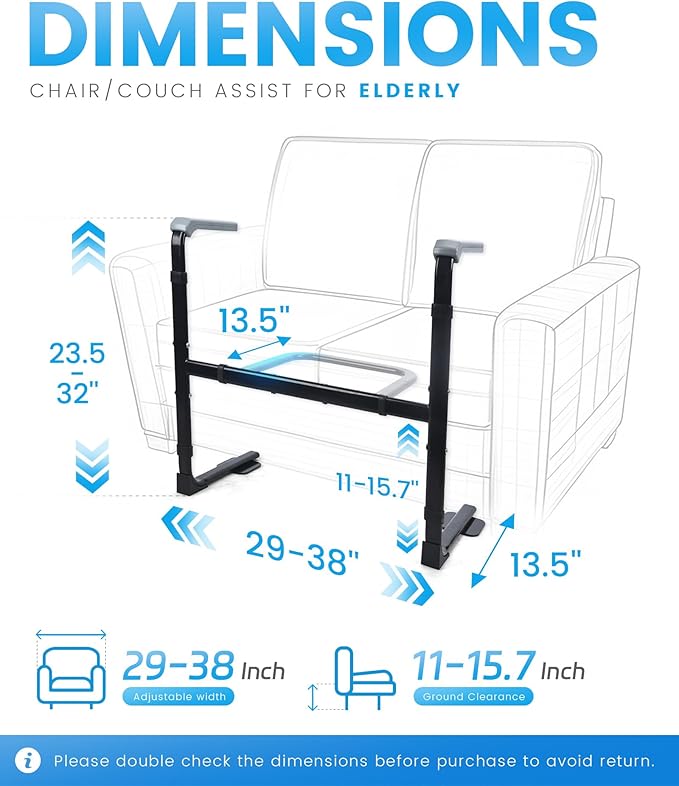 Sangohe Mobility Standing Aid Rail for Couch, Grab Bar Standing Aid for Seniors, Stand Assist for Chair, Assistance Handle for Patients, Elderly, Seniors and Disabled, Chair Couch Stand Assist, 504J