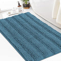 Turquoize Chenille Bath Rugs Shaggy Non Slip Blue Bath Rug, 24x36, Turquoise Blue