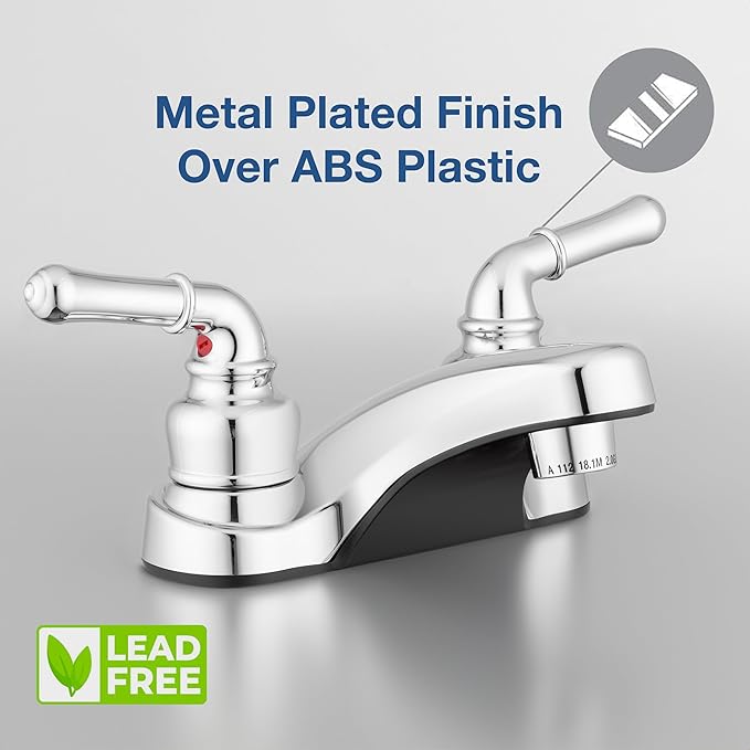 Pacific Bay Lynden Bathroom Sink Faucet - Metallic Plating Over Lightweight ABS Plastic (Chrome)