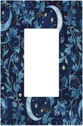 Decorative Outlet Covers Vintage Moon And Flowers Decor Floral William Morris 1 Gang Single Rocker Light Switch Cover Plate Wall Plates GFCI Faceplate for Bedroom Kids room Decor