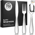 BUNMO Weighted Utensils for Hand Tremors - Elderly, Weak Hand Grip & Handicapped - Stainless Steel - Eat Independently - Weighted 3 Piece Set