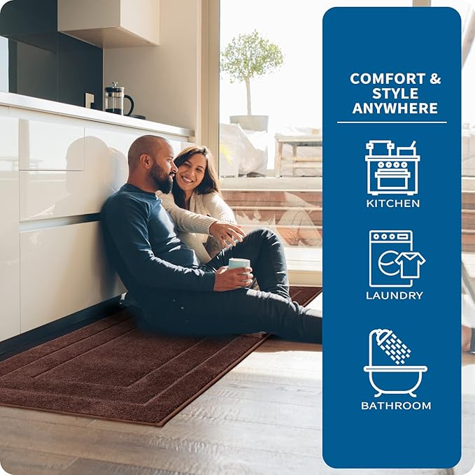 PURRUGS Machine Washable Kitchen Runner Rug 24" x 59", Non-Slip/Skid Hallway Runner Rug, Super Absorbent Soft Area Rug for Kitchen, Hallway & Laundry, Brown