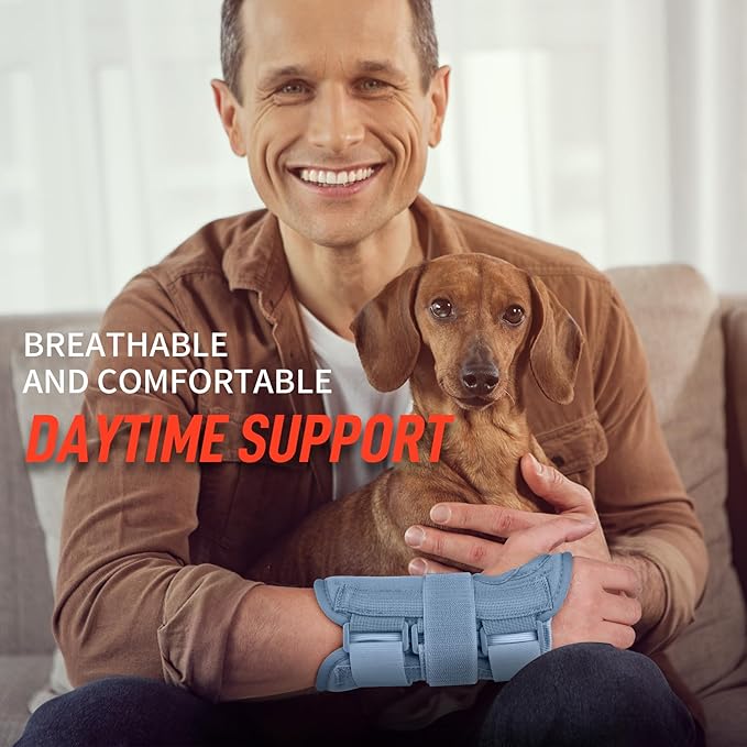 FEATOL Carpal Tunnel Wrist Brace Night Support- Pain Relief Tendonitis, Sprained，Arthritis, Carpal Tunnel Syndrome -Metal Splint Stabilizer With Hand Brace -FOR Sleeping Work Women Men -Left(S/M)