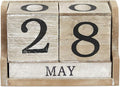 Wooden Perpetual Block Calendar for Desk, Wood Month Date Display Blocks for Teachers, Students, Classroom, Rustic Farmhouse Office Decor, Desk Accessories (5 x 4 In)