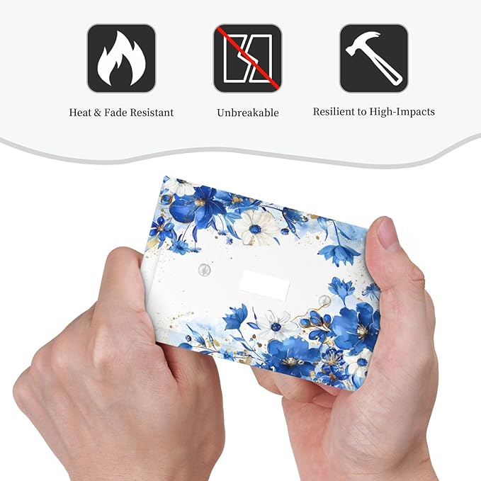 Klein Blue Flowers Watercolor Golden White Floral Decorative Light Switch Cover 1 Gang Single Toggle Device Electrical Faceplate Switchplates Decorator Outlet Wall Plate for Bedroom Living Room Decor