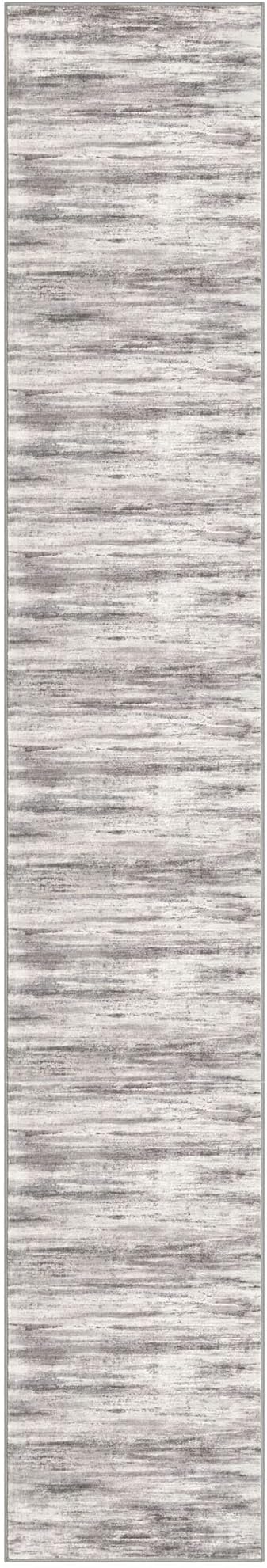 KOZYFLY Modern Abstract Hallway Runner, 2x12 Washable Rug Runner Non-Slip Soft Striped Kitchen Runner Rug, Grey Beige Print Carpet for Entryway Bathroom Laundry Room Foyer