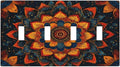 Colorful Oriental Floral Blooming Mandala Flower 4 Gang Light Switch Covers Decorative Quad Toggle Wall Plate Cover 4 Hole Electrical Device Switchplate Dimmer Faceplate for Bathroom Decor