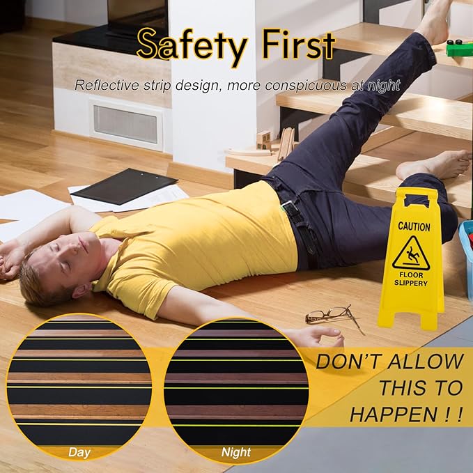 S&X Anti Slip Tape with Reflective Strip - 2 in x 60 FT Premium Grip Tape for Stairs Indoor & Outdoor Stair Tread Non-Slip High Visibility Strong Adhesive Traction Tape