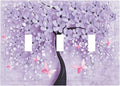 Light Switch Cover 3D Purple Tree 3 Gang Wall Plate Triple Light Switch Plate Toggle Decorative Outlet Covers Electrical Switchplate for Bathroom Bedroom Decor
