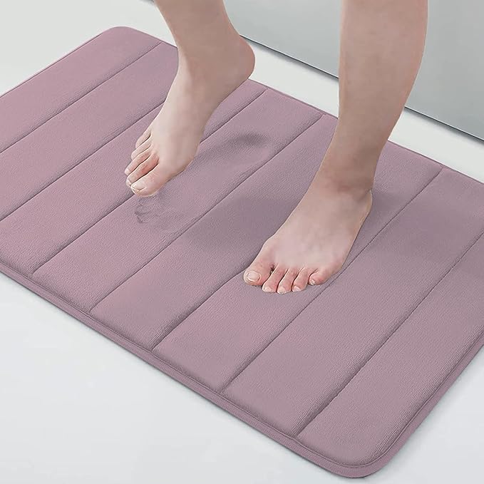 Buganda Memory Foam Bath Mat, 24" x 16", Ultra Soft and Non-Slip Bathroom Rugs, Water Absorbent and Machine Washable Bath Rug for Bathroom, Shower, and Tub, Mauve