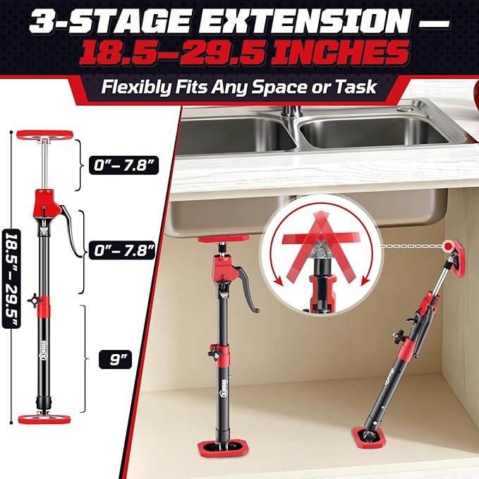 XINQIAO Cabinet Jacks for Installing Cabinets, Heavy Duty Third Hand Tools Adjustable Support Pole from 18.5 in to 29.5 in, 2 PCS