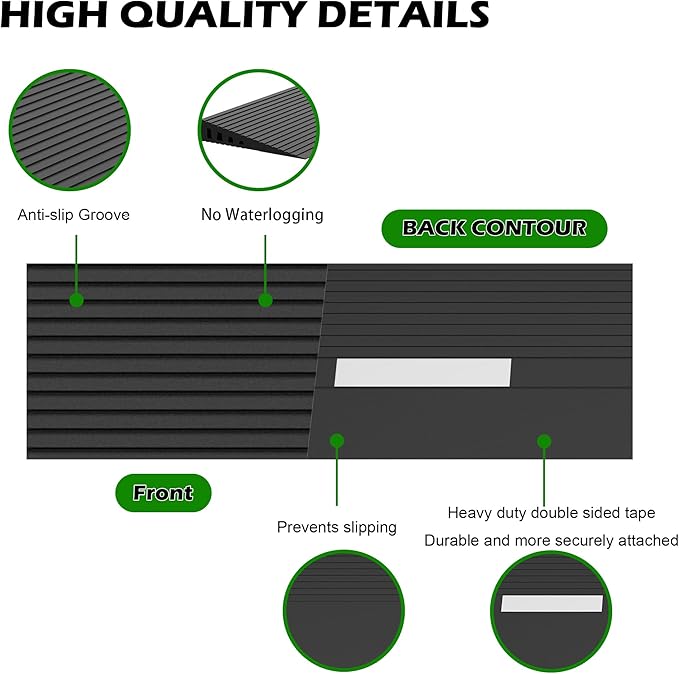 0.8" Rise Threshold Ramps for Doorways, 2000 Lbs Load Capacity, 35.5" Wide Natural Rubber Power Wheelchair Ramp is Adjustable and Cuttable for Doorways, Curb, Sweeper, Power Scooters, Bathroom