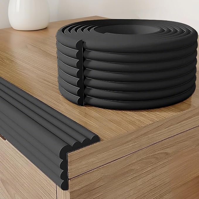 Baby Corner Guards 13.12FT - Ultra Soft Sponge Edge & Corner Protectors,Desk Edge Cushion,for Furniture, Table, Fireplace - Safety Bumper with Strong Adhesive Tape, Black,3.15 Inch Wide