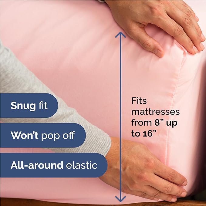 Full 6 Piece Sheet Set - Cooling and Breathable Bed Sheets - Hotel Luxury Bed Sheets for Women, Men, Kids & Teens - Bedding with Deep Pockets & Easy Fit - Soft and Wrinkle Free - Full Baby Pink Sheets