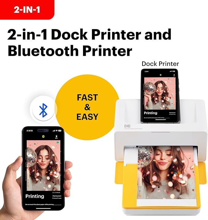 KODAK Dock Plus 4Pass Instant Photo Printer (4x6 inches) + 90 Sheets Gift Bundle