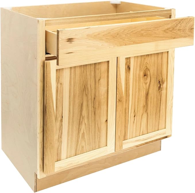 Quicklock RTA (Ready-to-Assemble) | Base Kitchen Cabinets - Shaker Style | Made in America (Rustic Hickory, 33" Wx34.5 Hx24 D Base)
