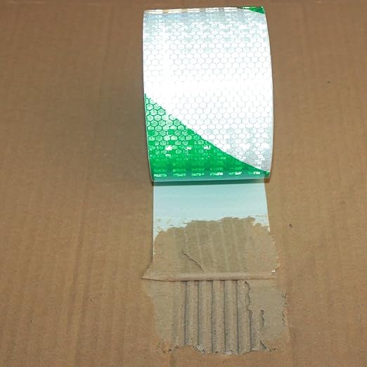 Reflective Tape Green and White 4 inch X 166 feet, Outdoor Waterproof Hazard Conspicuity Safety Industrial Marking Tape