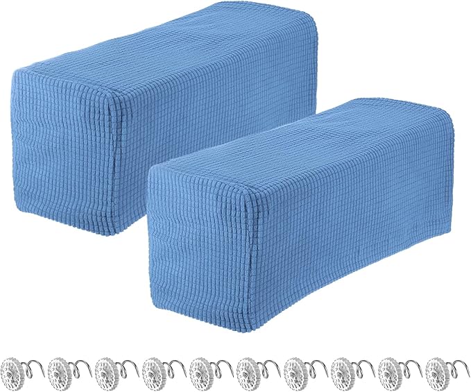 uxcell 2pcs Stretch Armrest Covers for Chairs/Sofas, Couch Arm Covers with Twist Pin, Furniture Protector Slipcovers Denim Blue