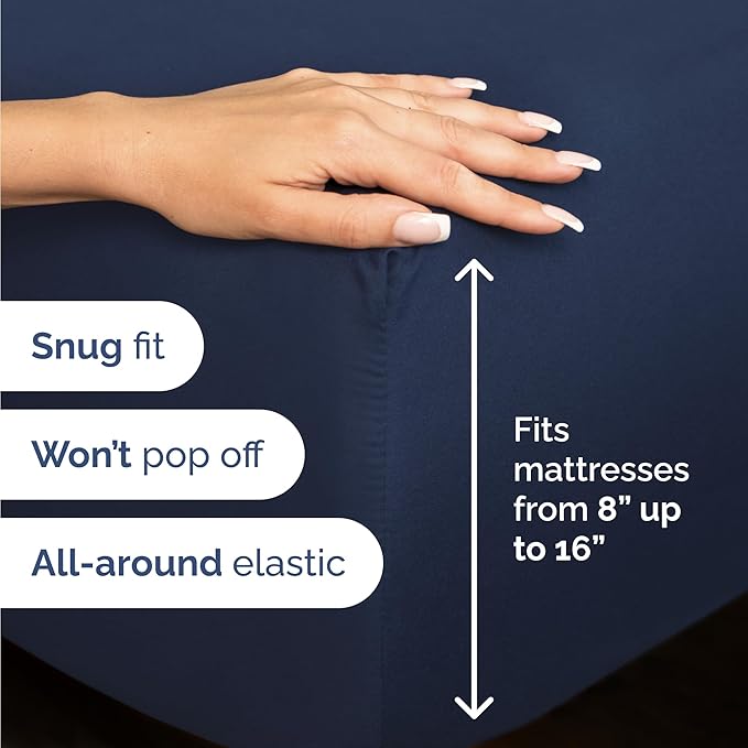 Twin 4 Piece Sheet Set - Cooling and Breathable Bed Sheets - Hotel Luxury Bed Sheets for Women, Men, Kids & Teens - Bedding with Deep Pockets & Easy Fit - Soft and Wrinkle Free - Twin Navy Blue Sheets