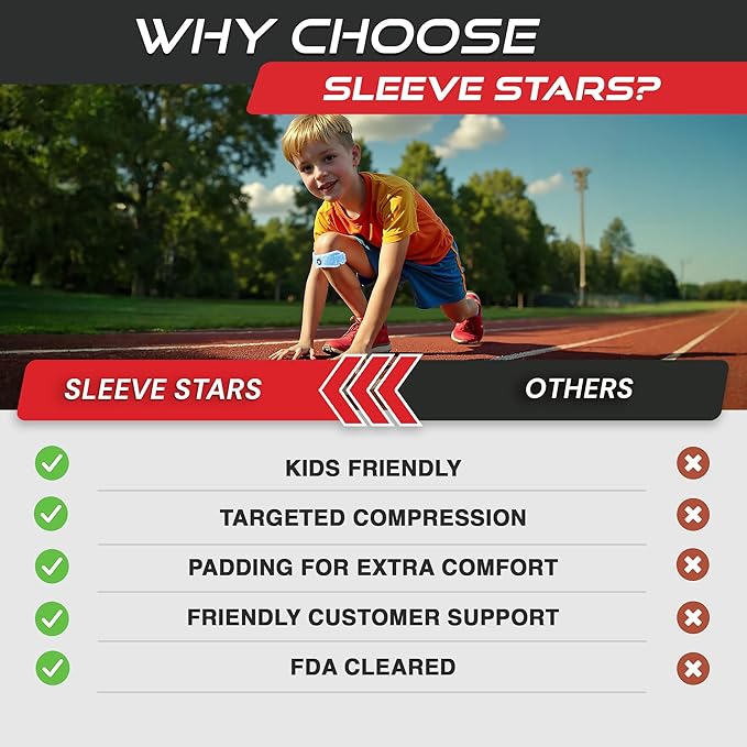 Sleeve Stars Swedish Brand Patellar Tendon Support Strap for Women & Men Effective Osgood Schlatter Knee Brace Youth & Kids Knee Brace with 3 Adjustable Length fits 7"-15" (Single/Light Blue/Kids)