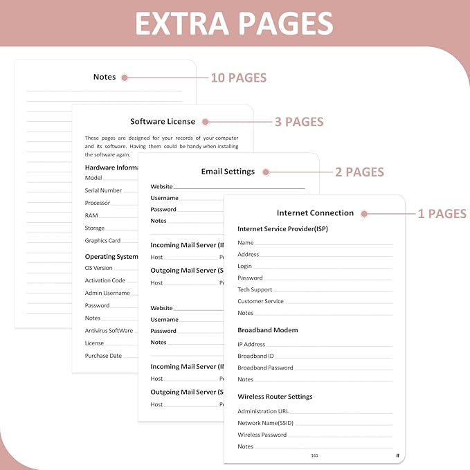 Password Book with Individual Alphabetical Tabs Laminated, Large Print Password Keeper Book for Seniors, A5 Hardcover Internet Password Log Book to Record Website Login Details - Rose Gold