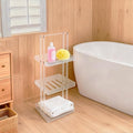 Standing Corner Shower Caddy, 3 Tier Acrylic Shower Shelves Minimalist Shower Organizer for Bathroom Small Space 11'' L X 10'' W X 34.6'' H
