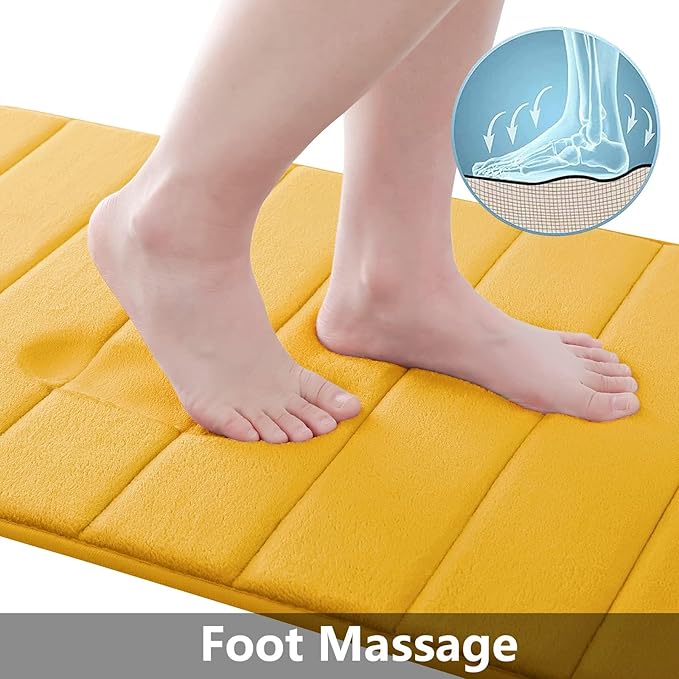Buganda Memory Foam Bath Mat, 35.4" x 24", Ultra Soft and Non-Slip Bathroom Rugs, Water Absorbent and Machine Washable Bath Rug Runner for Bathroom, Shower, and Tub, Yellow