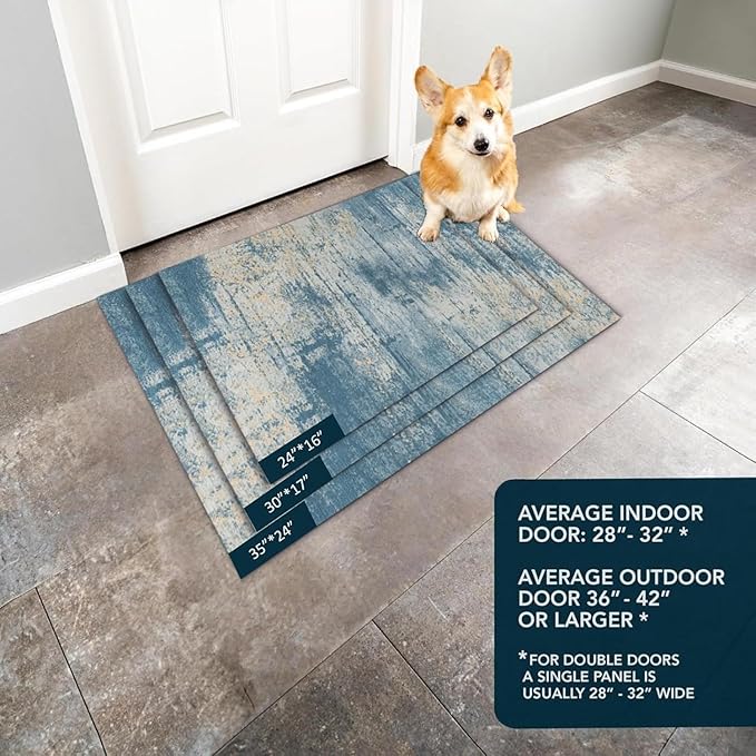 Ultra Thin Door Mat Indoor Entrance, 1/10 in Thin Door Mats for Inside Entry, Non-Slip Rubber Backing Washable Doormat, Fade Resistant, Absorbent, Low Profile Dirt Trapper, 35"X24"