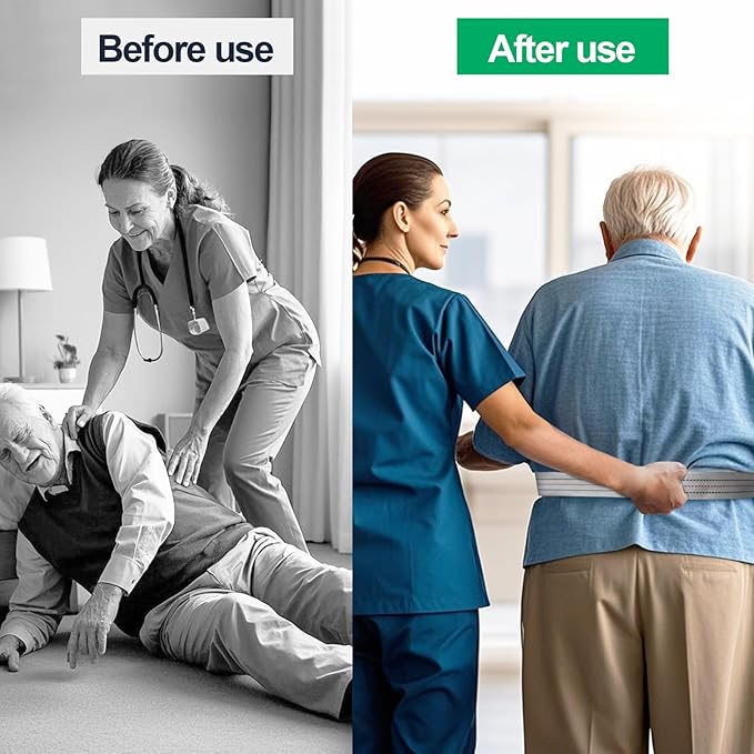 Aliseniors Transfer and Gait Belt with Metal Buckle - 60 Inch, Standing and Transfer Walking Assist Aid for Seniors, Elderly Patients, Caregiver, Nurse, Therapist