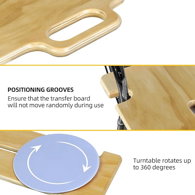 Transfer Board Patient Slide Assist Device for Transferring Patient Elderly, and Disabled from Wheelchair to Bed, Toilet, Bathtub, Sliding Boards Platform with Single Handle (30" x 12" x 0.7")
