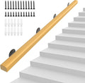10FT Wooden Stair Handrails,Hand Railings for Stairs Indoor Outdoor Wall Mount Support Wood Handrails,Non-Slip Sturdy Staircase Handrail Safety Grab Bar Rod Complete Kit for Home,Lofts,Guardrail
