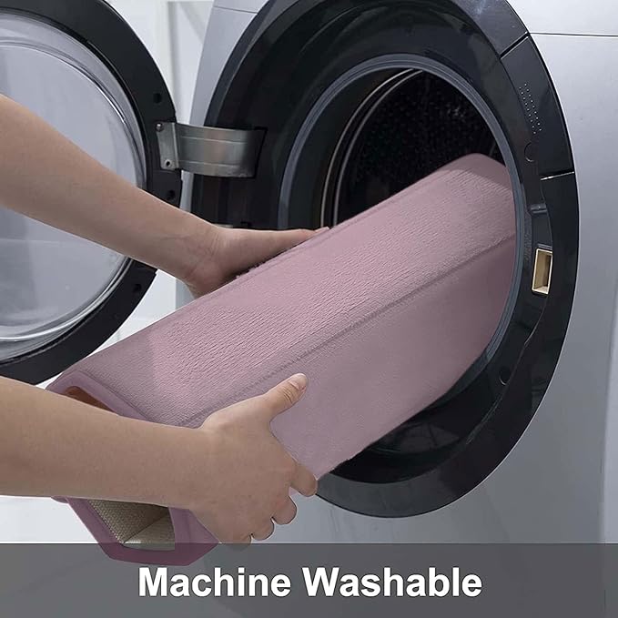 Buganda Memory Foam Bath Mat, 47" x 17", Ultra Soft and Non-Slip Bathroom Rugs, Water Absorbent and Machine Washable Bath Rug Runner for Bathroom, Shower, and Tub, Mauve