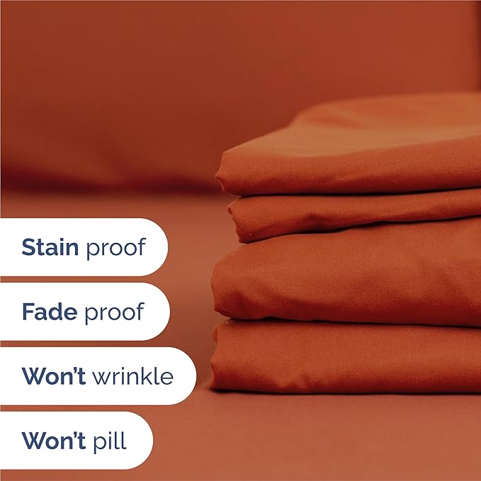 King 6 Piece Sheet Set - Cooling & Breathable Bed Sheets - Hotel Luxury Bed Sheets for Women, Men, Kids & Teens - Bedding with Deep Pockets & Easy Fit - Soft and Wrinkle Free - King Terracotta Sheets