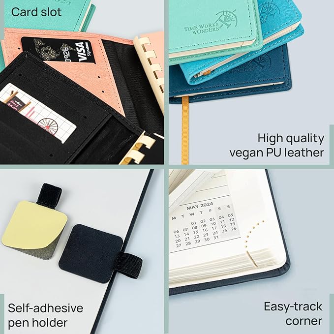 POPRUN Pocket Planner 2025-2026 (Slim Size 3.5'' x 6.5'') Academic Purse Calendar (July 2025 - June 2026) with Hourly Time Slots, 100GSM Thick Paper, Spiral Soft Cover - Night Sky Blue