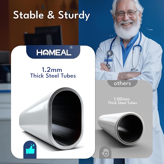 HOMEAL Bed Rails for Elderly Adults Safety - Adjustable Bedside Assist Rails for Seniors with Sensor Light, Portable Bed Cane with Non-Slip Handle & Fixing Strap, Fit Standard & Adjustable Bed(Grey)