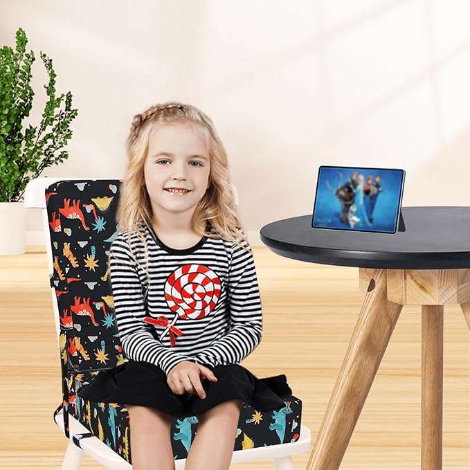 Booster Seat for Dining Table - 2Pcs Toddler Booster Seat for Dining Table Adjustable Safety Belts & Non-Slip Bottom, PU Waterproof Easy Cleaning Booster Chair Cushion with Different Height for Eating